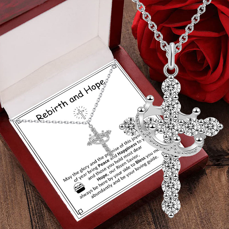 NESLEMY™Birth Gem cross crown zircon collarbone chain necklace