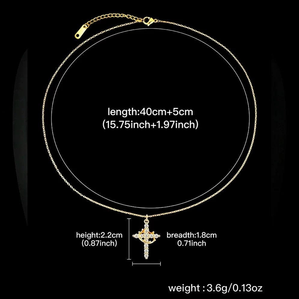 NESLEMY™Birth Gem cross crown zircon collarbone chain necklace