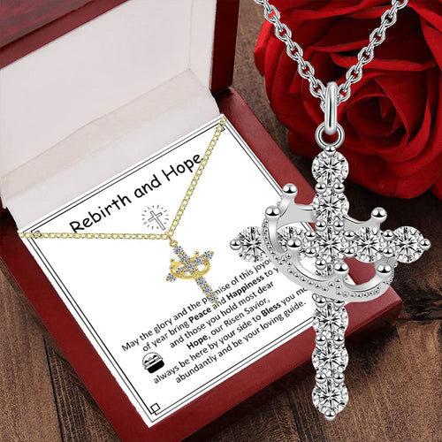 NESLEMY™Birth Gem cross crown zircon collarbone chain necklace