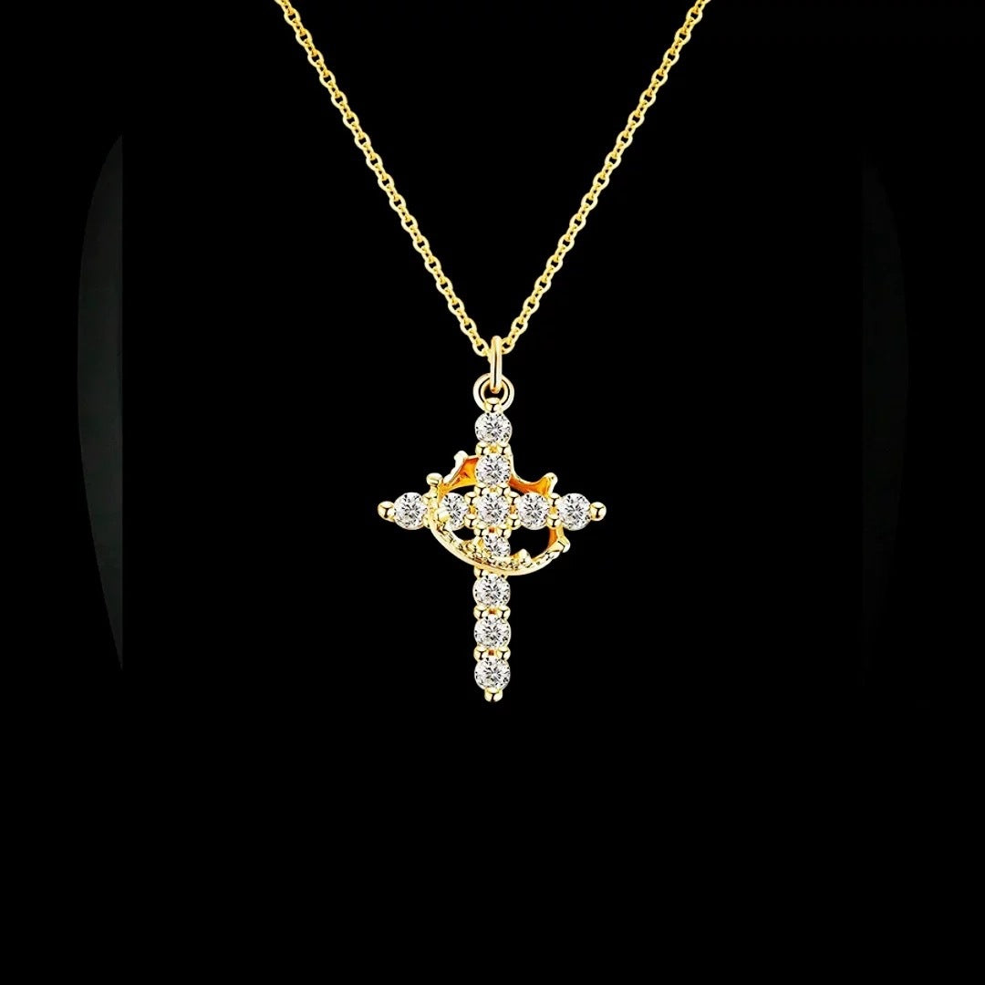 NESLEMY™Birth Gem cross crown zircon collarbone chain necklace