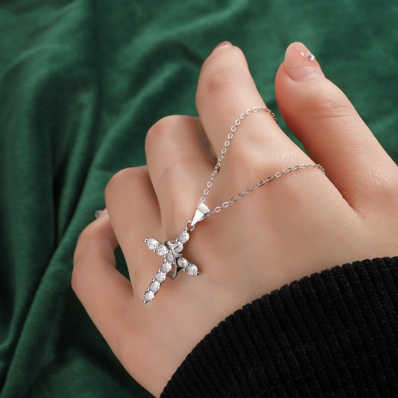 NESLEMY™Birth Gem cross crown zircon collarbone chain necklace