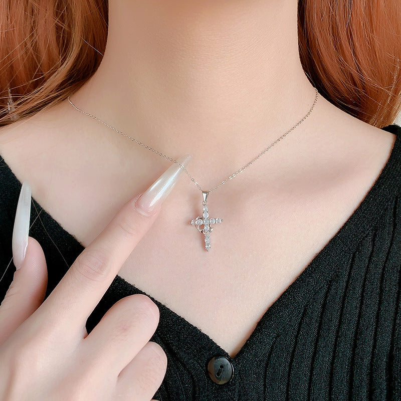 NESLEMY™Birth Gem cross crown zircon collarbone chain necklace