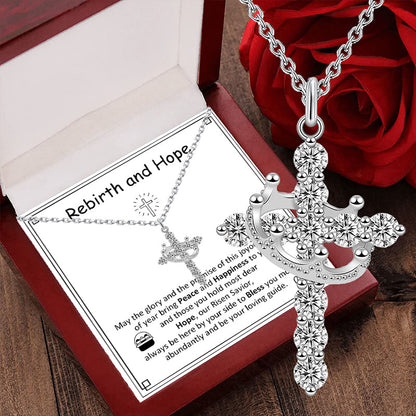 NESLEMY™Birth Gem cross crown zircon collarbone chain necklace