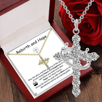 NESLEMY™Birth Gem cross crown zircon collarbone chain necklace