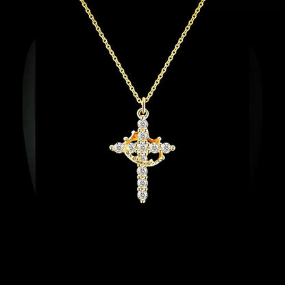 NESLEMY™Birth Gem cross crown zircon collarbone chain necklace