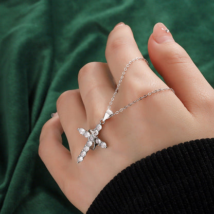 NESLEMY™Birth Gem cross crown zircon collarbone chain necklace